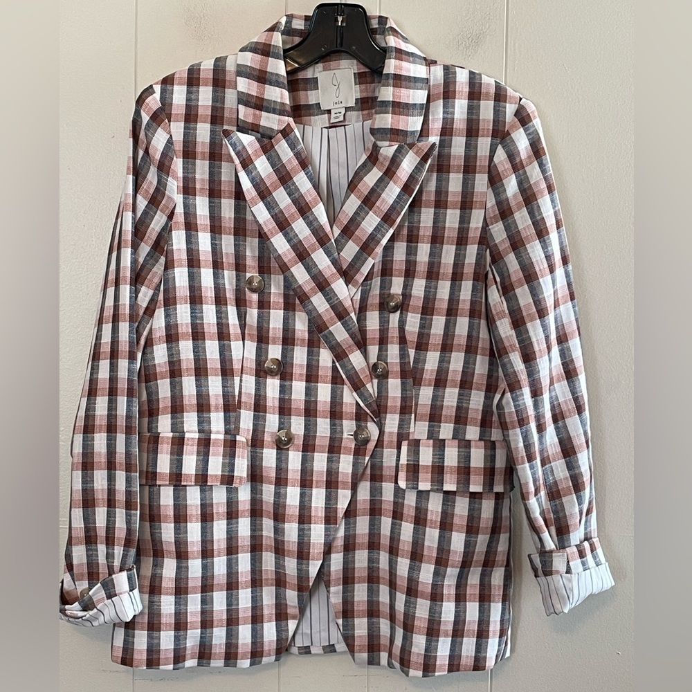 Joie Empire Plaid Double Breasted Blazer